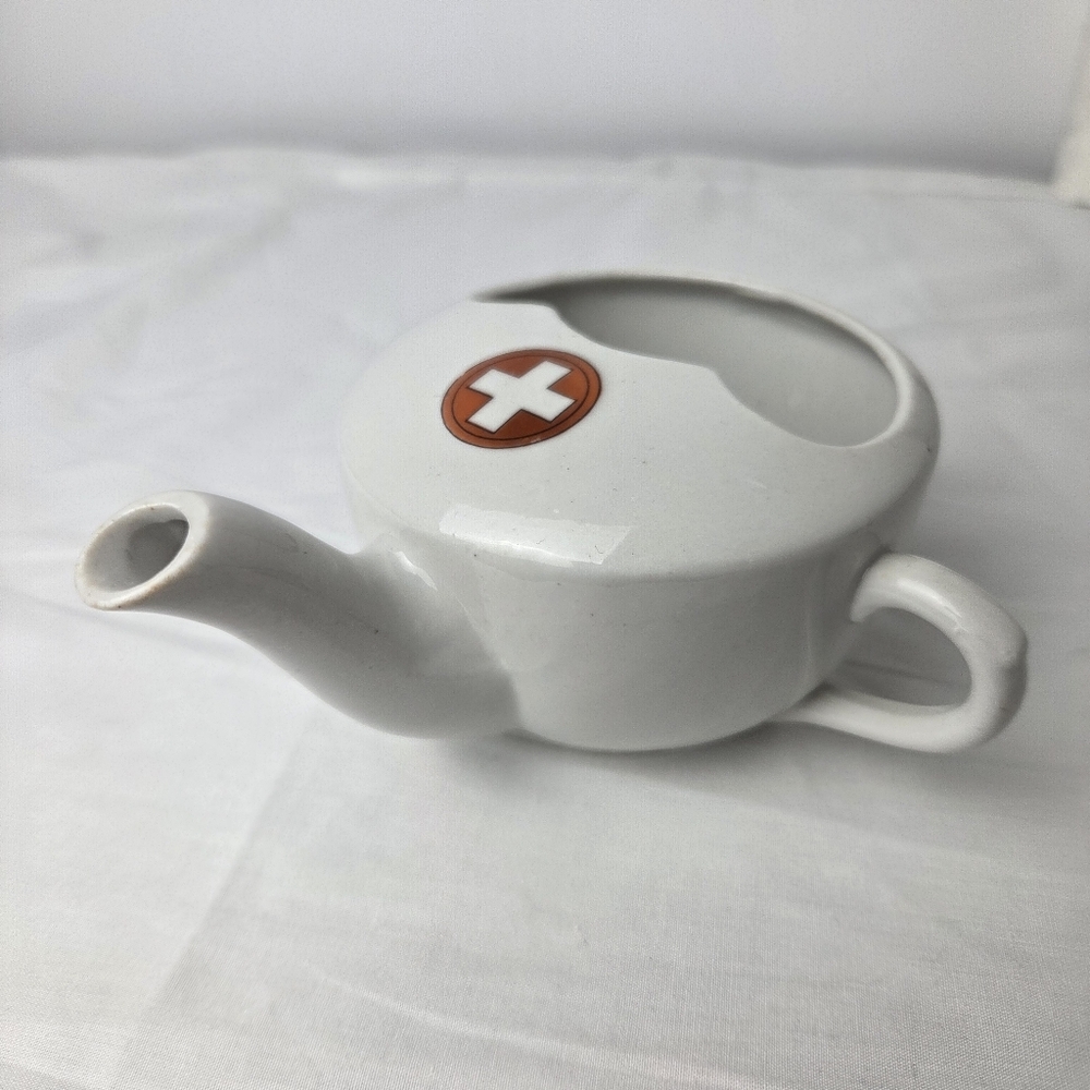 Antique White Ceramic Invalid Feeding Cup Canadian Red Cross